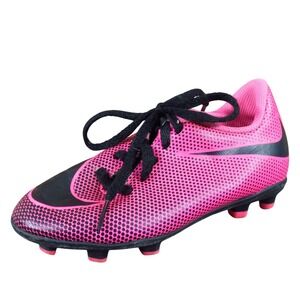 Nike Jr Bravata II FG Girls Athletic Soccer Cleats Sz 11C Firm Ground Pink Black